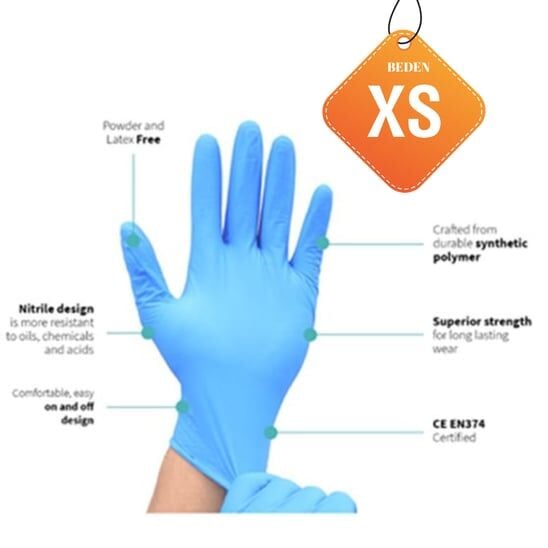 Nitril Pudrasız Muayene Eldiveni 100 lü Paket XS