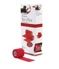KRUUSE Vet-Flex Yapışkanlı Bandaj. 5cm x 4.5 metre. Kırmızı