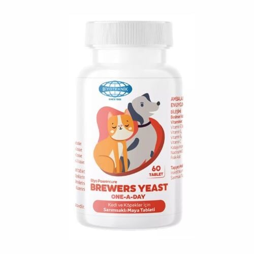 Biyo Powercure Brewers Yeast One-A-Day Kedi ve Köpekler için Sarımsaklı Maya 60 Tablet