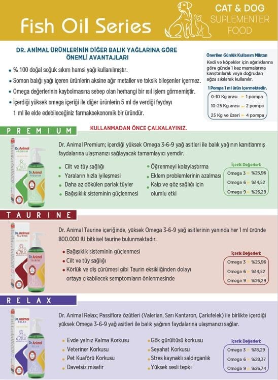 Dr. Animal Premium Balık Yağı Takviyesi 65 ml