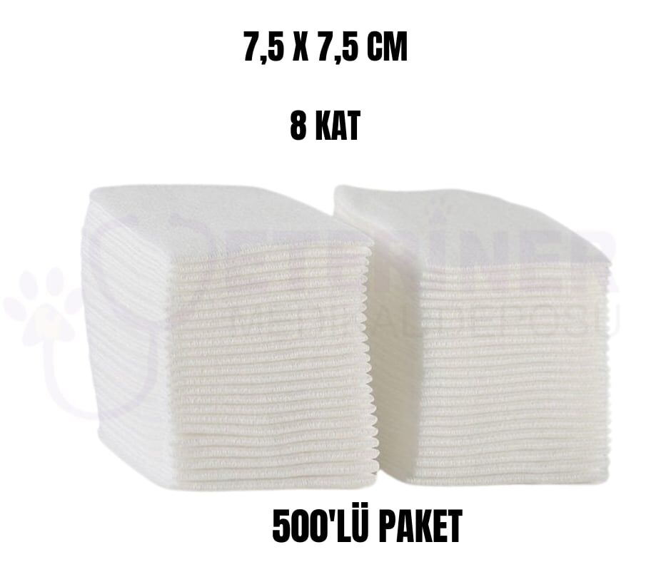 Spanç 7,5*7,5 CM 8 Kat Nonsteril 500'lü Paket