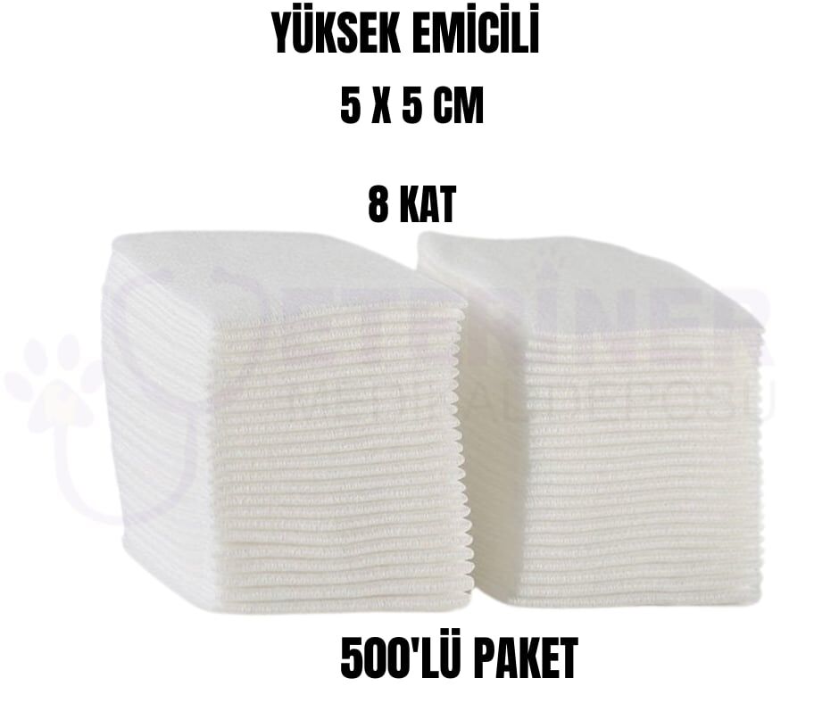 Yüksek Emicili 5 cm x 5 cm 8 Kat Spanç 500' lü Paket