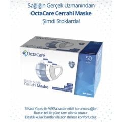 Octacare Maske Yumuşak Bantlı 3 Katlı (Meltblownlu) MAVİ Renk 50'li