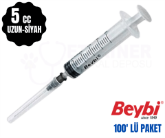 Beybi 5cc 3 parça Siyah Uzun Uçlu enjöktör 100 lü
