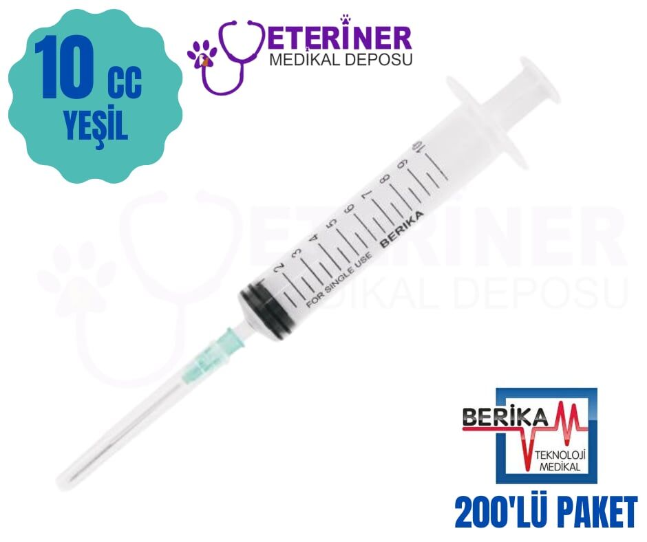 Berika 10 CC 3 Parça (CONTALI) Yeşil Enjektör 200'lü Paket