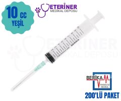 Berika 10 CC 3 Parça (CONTALI) Yeşil Enjektör 200'lü Paket