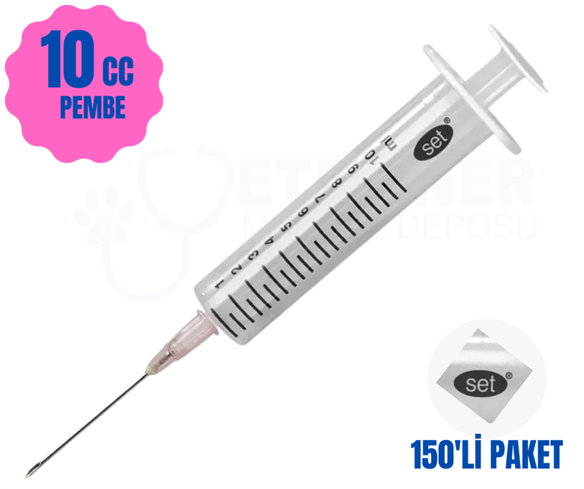 Set Enjektör 10 cc 2 Parça Pembe Uçlu 150 li Paket