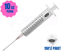 Set Enjektör 10 cc 2 Parça Pembe Uçlu 150 li Paket