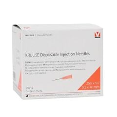 KRUUSE Enjektör İğnesi 0.5 x 16 mm. Turuncu (25G x 5/8) - 100/pk