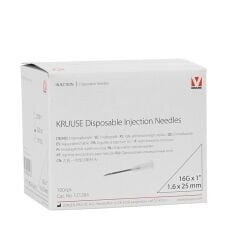 KRUUSE Enjektör İğnesi 1.6 x 25 mm. Beyaz (16G x 1) - 100/pk