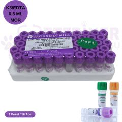 Vakumlu K3 Edtalı Tüp 0,5 ML (Pediatrik) (Mor Kapak) 50 li Paket