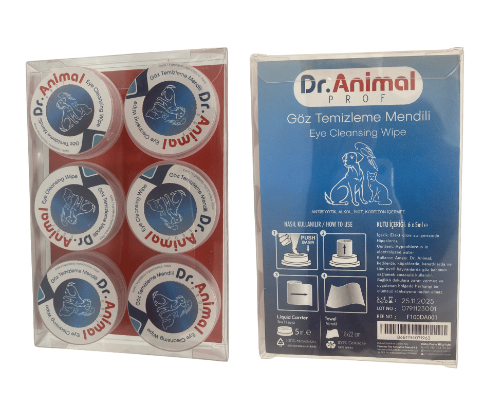 Dr.Animal Kedi Köpek ve Kuş için Göz Temizleme Mendili 6'lı Paket