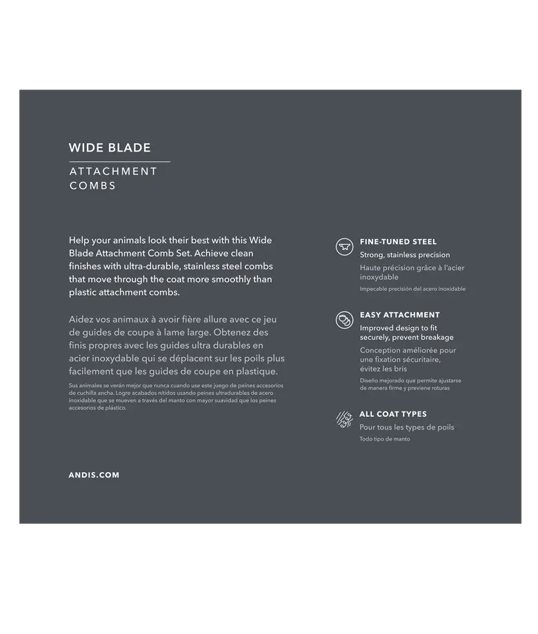 Andis Geniş Bıçak Tarak Seti 8 Parça