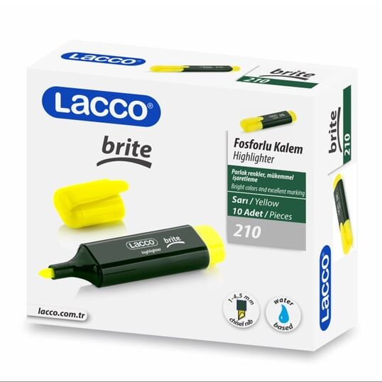 Lacco BRITE Fosforlu Kalem - Sarı