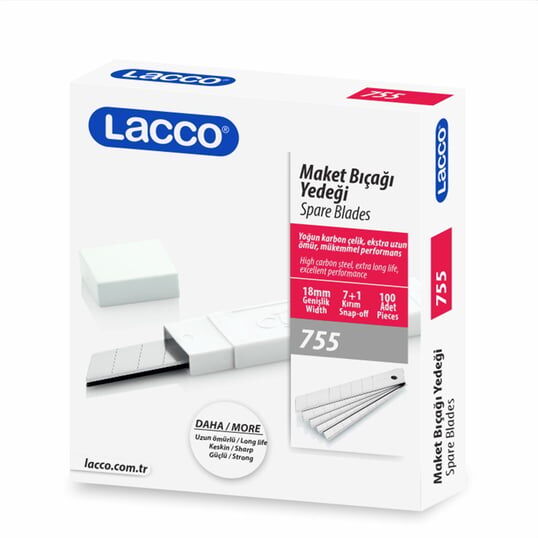 Lacco Maket Bıçağı Yedeği Kırımlı 7+1 Geniş - 18 mm
