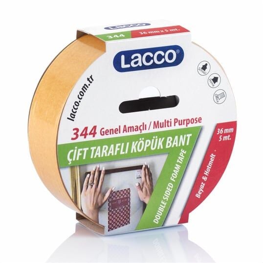 Lacco Çift Taraflı Köpük Bant - 36 mm* 5 mt.