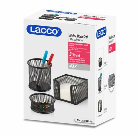 Lacco Metal Masa Seti 3'lü Siyah