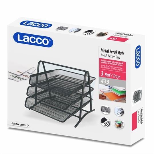 Lacco Metal Evrak Rafı - 3'lü Gümüş Renk