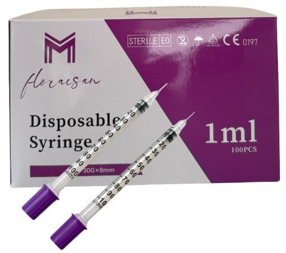 Micro Fine Enjektör 30G 8MM 1 CC 100 Adet / Kutu