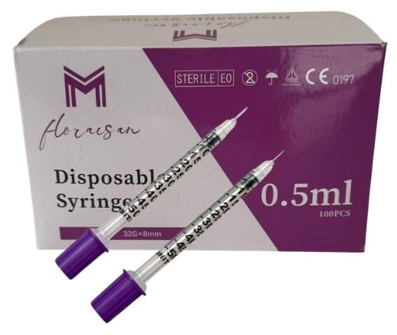 Micro Fine Enjektör 32G 8MM 0,5 CC 100 Adet / Kutu
