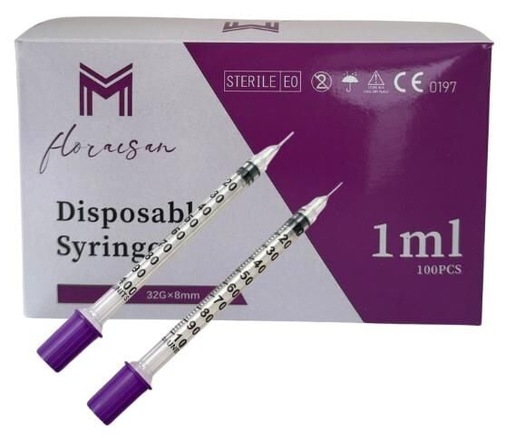 Micro Fine Enjektör 32G 8MM 1 CC 100 Adet / Kutu