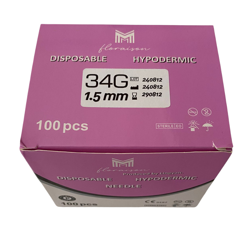 Mezoterapi İğne Ucu 34G 1,5 MM 100 Adet / Kutu