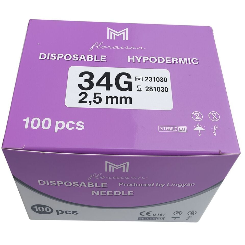 Mezoterapi İğne Ucu 34G 2,5 MM 100 Adet / Kutu