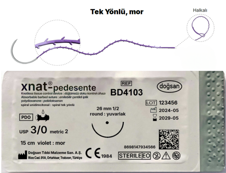 Xnat-Pedesente 3/0 26mm 1/2 yuvarlak 15cm loop ( Halkalı )