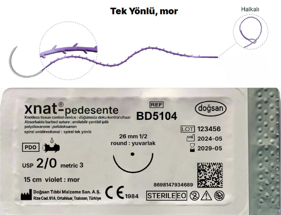 Xnat-Pedesente 2/0 26mm 1/2 yuvarlak 15cm loop ( Halkalı )