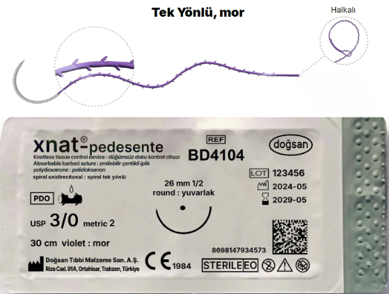 Xnat-Pedesente 3/0 26mm 1/2 yuvarlak 30cm loop ( Halkalı )