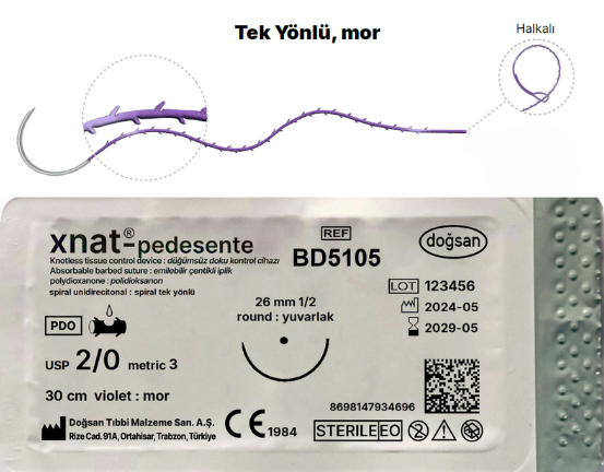 Xnat-Pedesente 2/0 26mm 1/2 yuvarlak 30cm loop ( Halkalı )