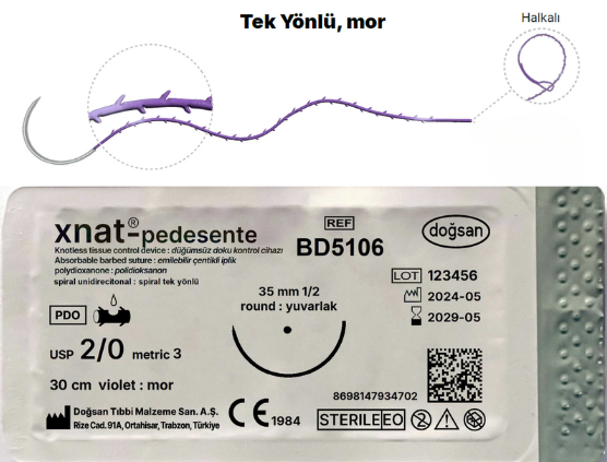 Xnat-Pedesente 2/0 35mm 1/2 yuvarlak 30cm loop ( Halkalı )