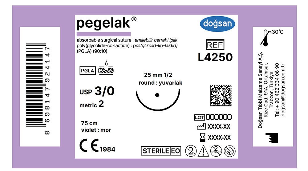 Pegelak 3/0 25 1/2 yuvarlak,75cm