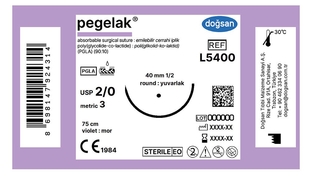 Pegelak 2/0 40 1/2 yuvarlak,75cm