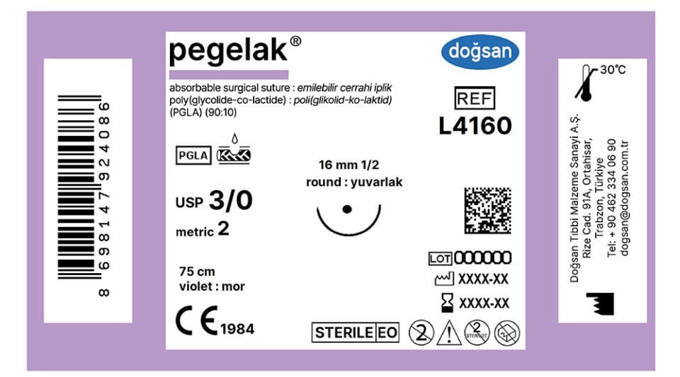 Pegelak 3/0 16 1/2 yuvarlak,75cm